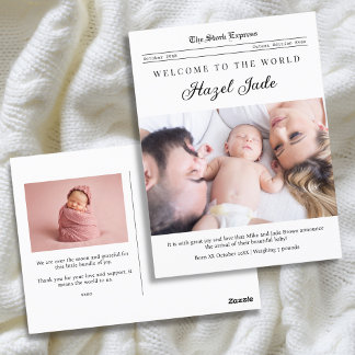 Carte Postale Faire-part de naissance de journal familial