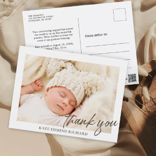 Carte Postale Faire-part de naissance de Merci de couverture pho