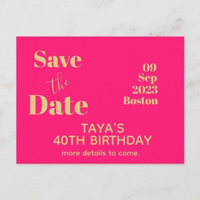 Carte Postale Faire-part de naissance en or rose pour anniversai (Devant)