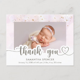 Carte Postale Faire-part de naissance fille photo calligraphie r