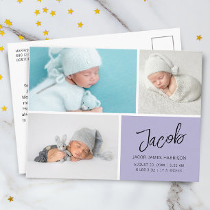 Carte Postale Faire-part de naissance Grille de Photos Moderne