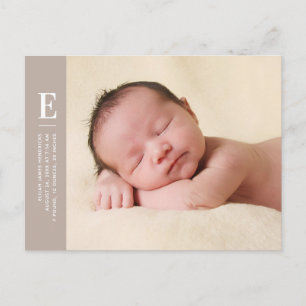 Carte Postale Faire-Part de Naissance Minimaliste Simple 1-Photo