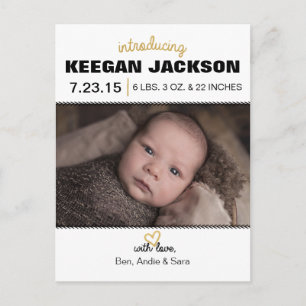 Carte postale Faire-part de naissance moderne