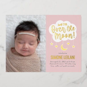 Carte postale Faire-part de naissance Moon Foil