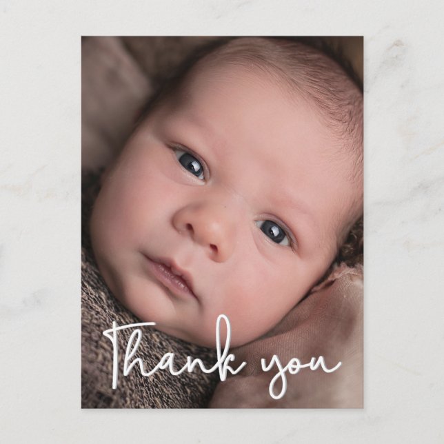 Carte Postale Faire-part de naissance photo bébé Portrait Merci (Devant)