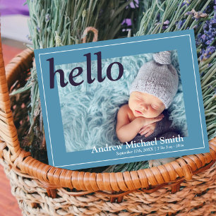 Carte postale Faire-part de naissance photo bleu m