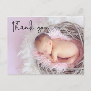 Carte Postale Faire-part de naissance photo chic Merci bébé fill