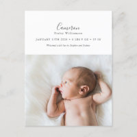 Faire-part de naissance photo de script minimal