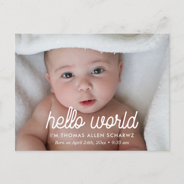 Carte Postale Faire-part de naissance photo du monde entier (Devant)