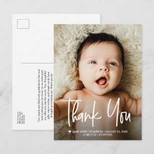 Carte Postale Faire-part de naissance Photo Merci Cœur Annonce d