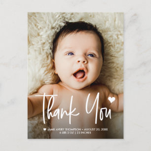 Carte Postale Faire-part de naissance Remerciements Cœur Merci