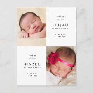 Carte postale Faire-part de naissance Twins