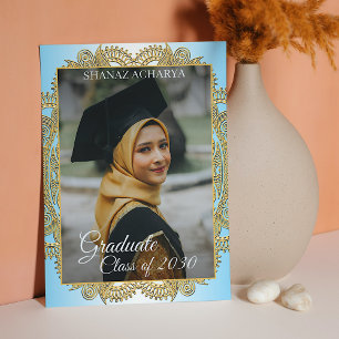 Carte Postale Faire-part de remise de diplôme avec mandala doré 