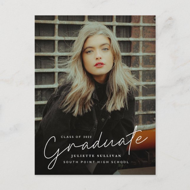 Carte Postale Faire-part de remise des diplômes avec photo en éc (Devant)