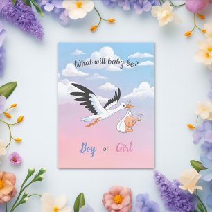 Carte Postale Faire-part de Révélation du Sexe du Bébé Nuage de
