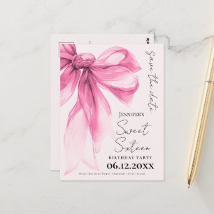Carte Postale Faire-part de Rouge Gorgé Rose Coquette Sweet 16