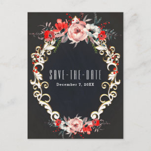 Carte Postale Faire-part Décembre Mariage d'hiver Holly Berry Enregistrer l