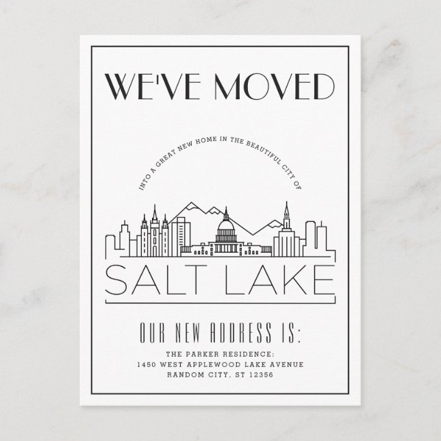 Carte Postale Faire-part Déco moderne de Salt Lake | Changement d'adresse (Devant)