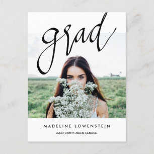 Carte Postale Faire-part Décontracté Simple Grad Typography Diplômée Photo
