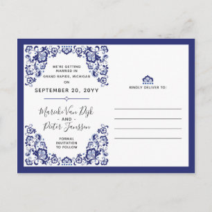 Carte Postale Faire-part Delfts Blauw Delft Blue Enregistrer La Date Phot