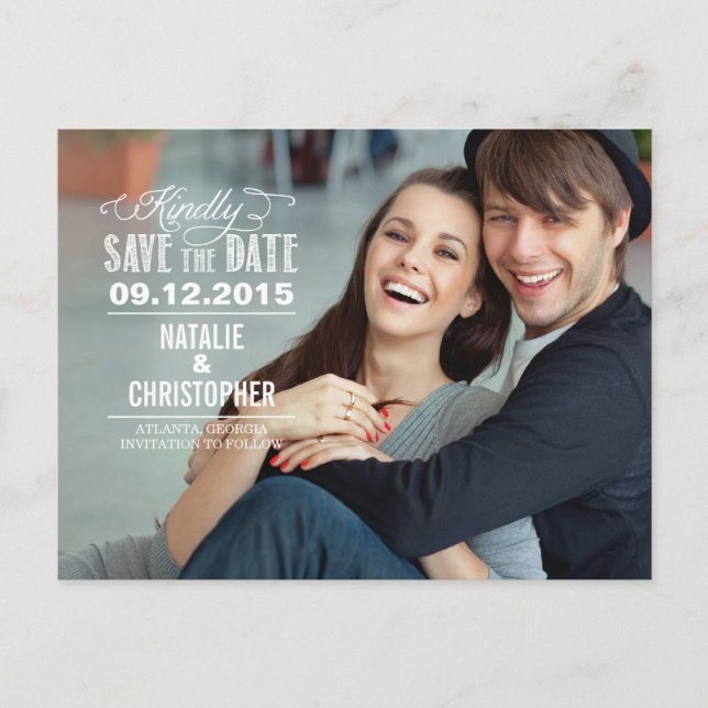 Carte Postale Faire-part Demande de Charme Mariage Enregistrer La Date - Bl (Devant)