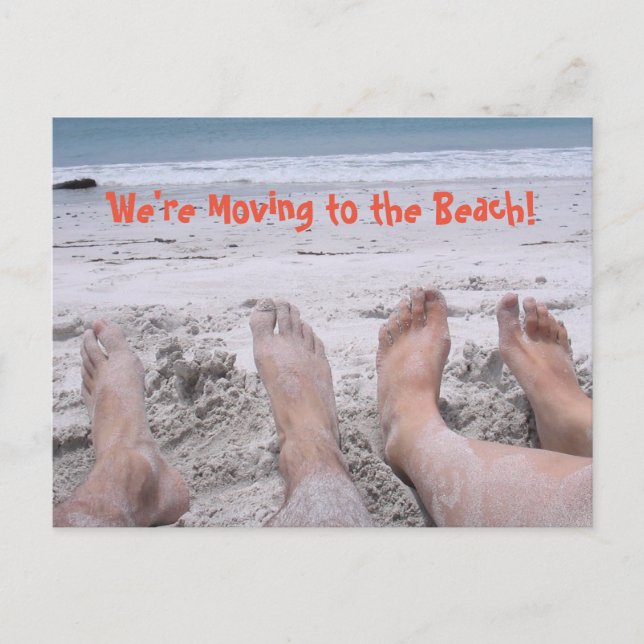 Carte Postale Faire-part Déménager à la plage drôle de changement d'adresse (Devant)
