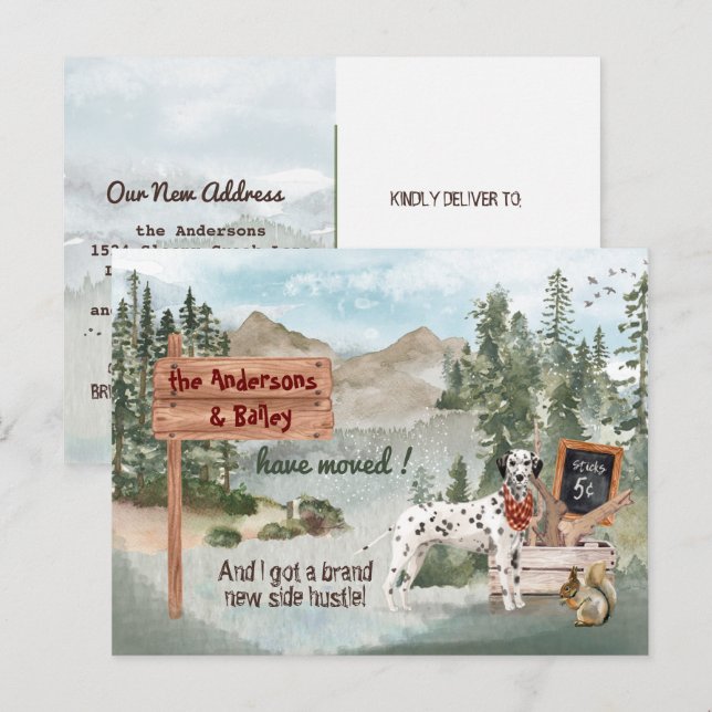 Carte Postale Faire-part Déplacement des Pins des Dalmatiens Nouvelle Adres (Devant / Derrière)