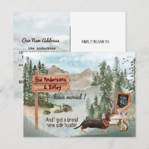 Carte Postale Faire-part Déplacer Black Dachshund Woods Nouvelle adresse   