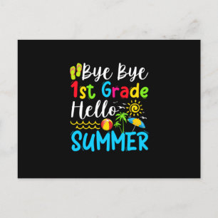 Carte Postale Faire-part Dernier Jour D'école Au Revoir 1ère Bonjour Été