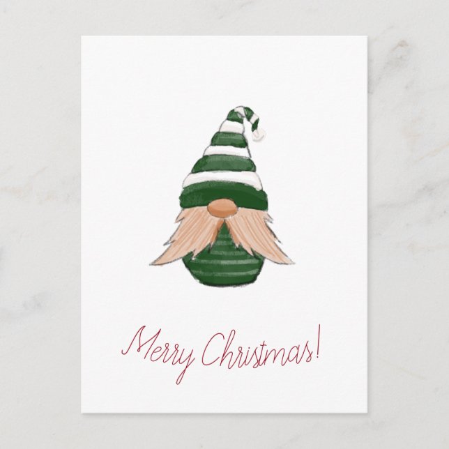 Carte Postale Faire-part Dessin aquarelle Noël gnome (Devant)