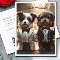 Deux chiens mignons habillés pour un mariage gay c
