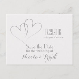Carte Postale Faire-part Deux coeurs entrelacés Enregistrez la date - Argen