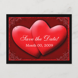 Carte Postale Faire-part Deux Coeurs, sauvez la date !