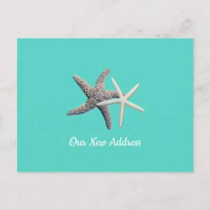 Carte Postale Faire-part Deux étoiles de mer de Starfish Turquoise Nouvelle