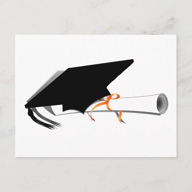 Carte Postale Faire-part Diplôme avec bonnet de remise des diplômes (Devant)