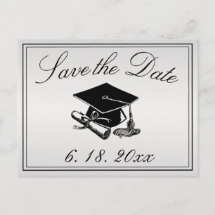 Carte Postale Faire-part Diplôme de chapeau de fin d'études Argent Date d'e