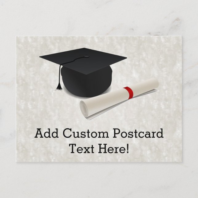 Carte Postale Faire-part Diplôme de chapeau de graduation personnalisable (Devant)