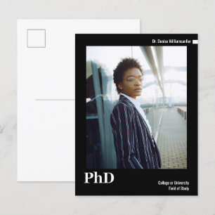 Carte Postale Faire-part Diplôme de doctorat de photo noir blanc minimal