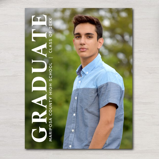 Carte Postale Faire-part Diplômé de la promotion de photo moderne (Modern Photo Graduate Class Graduation Announcement Postcard)