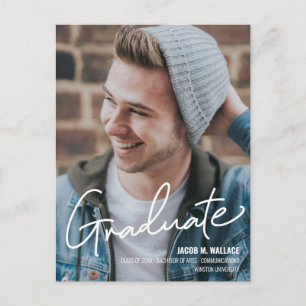 Carte Postale Faire-part Diplômé de l'université masculine avec photo