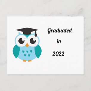 Carte Postale Faire-part Diplômé en 2022 chouette sage mignonne