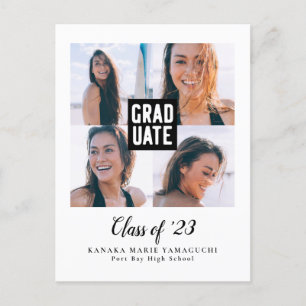 Carte Postale Faire-part Diplôme Moderne Bloc photo Collage Graduation