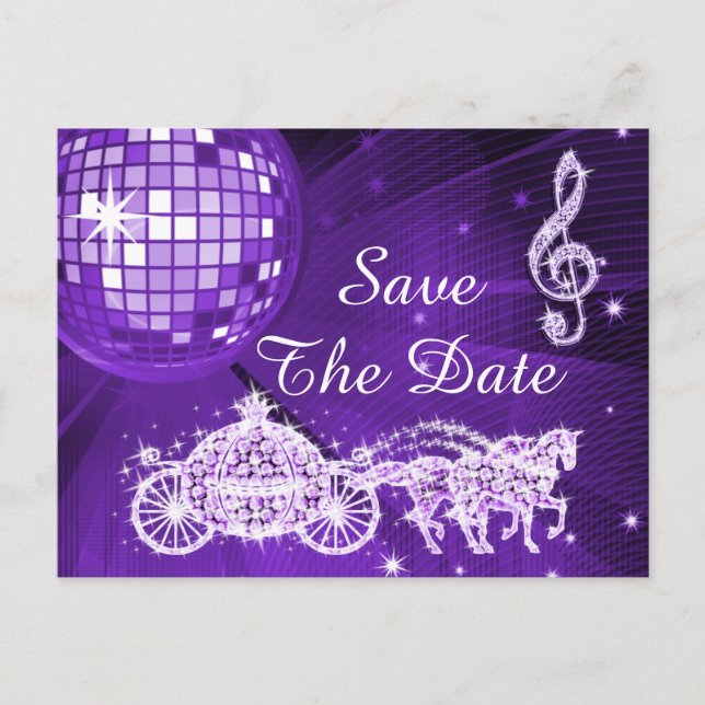 Carte Postale Faire-part Disco Ball, Princess Coach & Chevaux Enregistrer L (Devant)