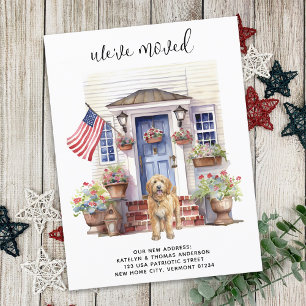Carte Postale Faire-part Doodle d'or Patriotique Personnalisé Chien Moving