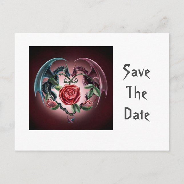 Carte Postale Faire-part Dragon Amour Sauvegarder la Date (Devant)