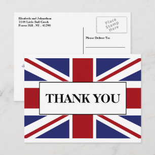 Carte Postale Faire-part Drapeau Union Jack Merci Mariage britannique