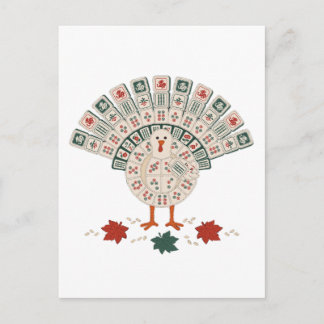 Carte Postale Faire-part Drole de Mahjong Dinde Thanksgiving Automne Fête