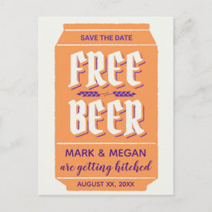 Carte Postale Faire-part Drôle, la bière moderne thème enregistrer la date 