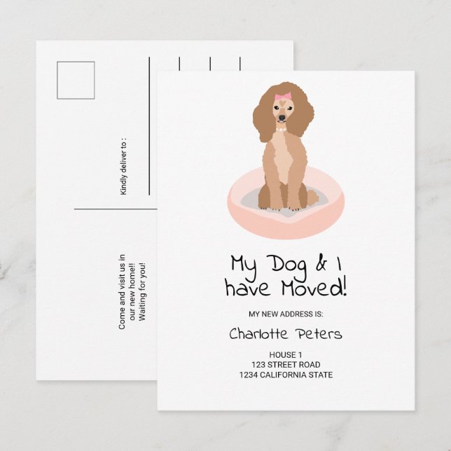 Carte Postale Faire-part Drôle mignon poule chien illustration en mouvement (Devant / Derrière)