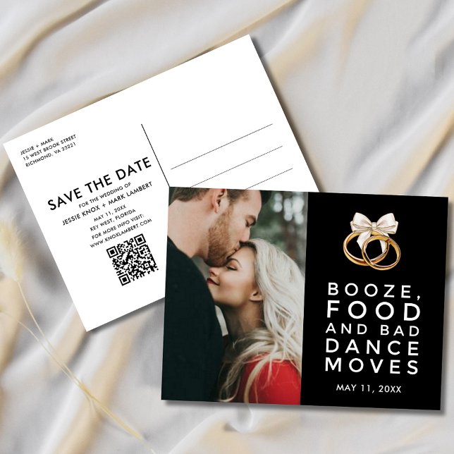 Carte Postale Faire-part Drôle Photo QR Code Budget Mariage Enregistrer la  (Funny Photo QR Code Budget Wedding Save the Date)